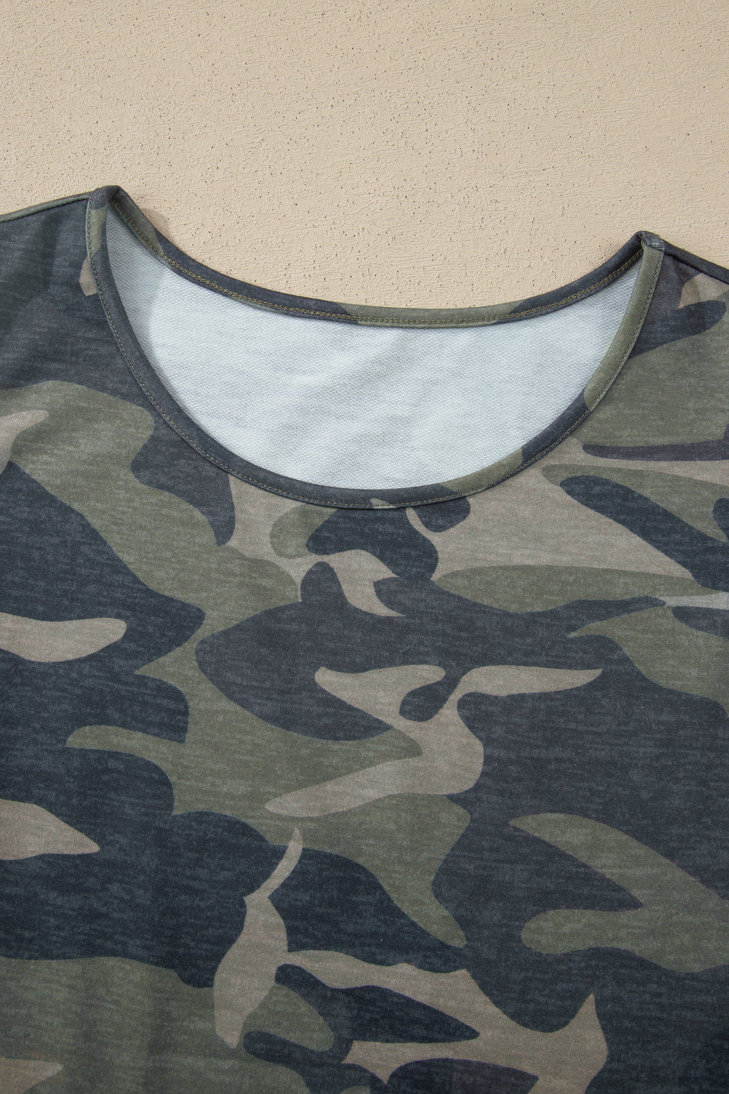 Green Camouflage Print Slim Tank Drawstring Pant Set