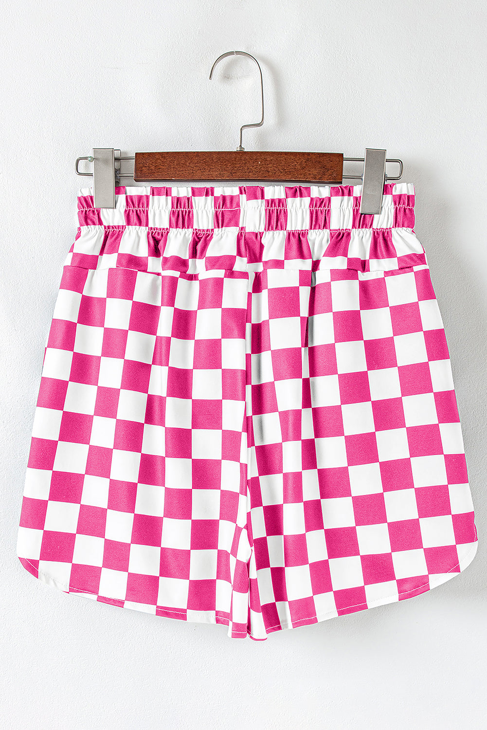 Black Checkered Print High Waist Casual Shorts