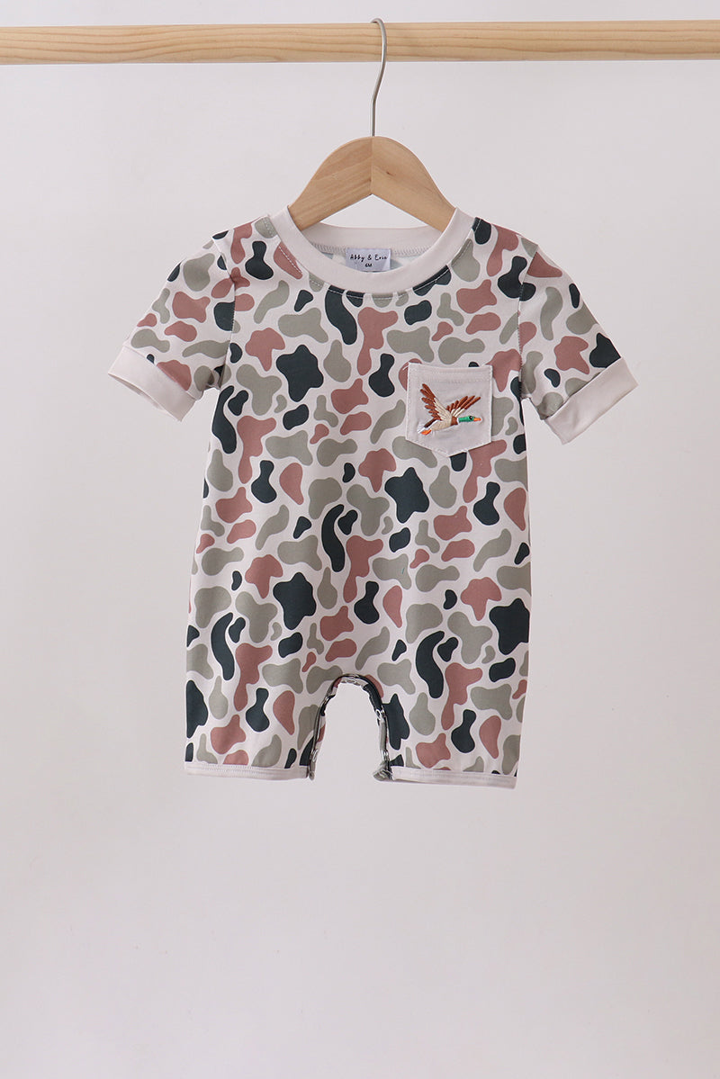 Camo Duck Embroidered Romper