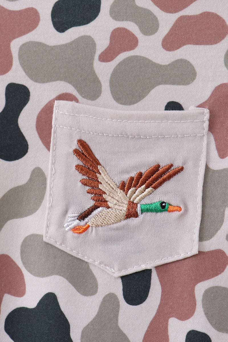 Camo Duck Embroidered Romper