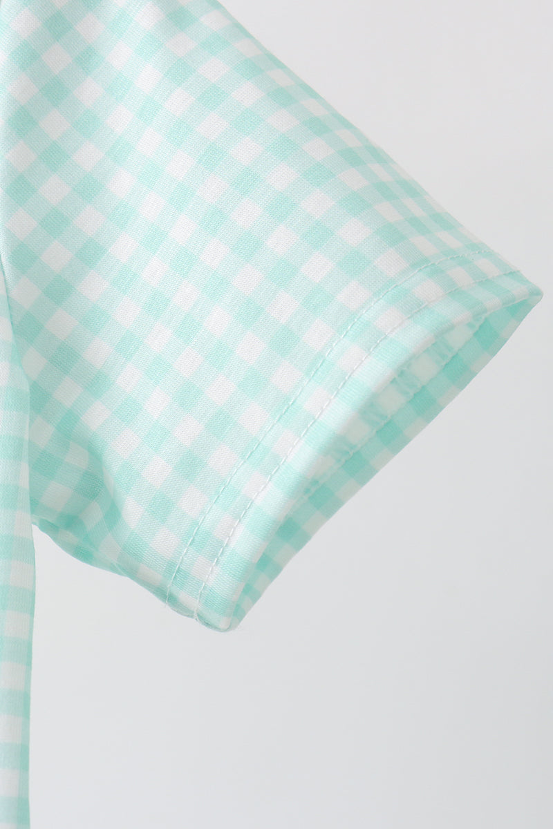 Green Mallard Plaid Embroidered Set