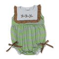Sleeveless duck embroidery stripe baby girls romper