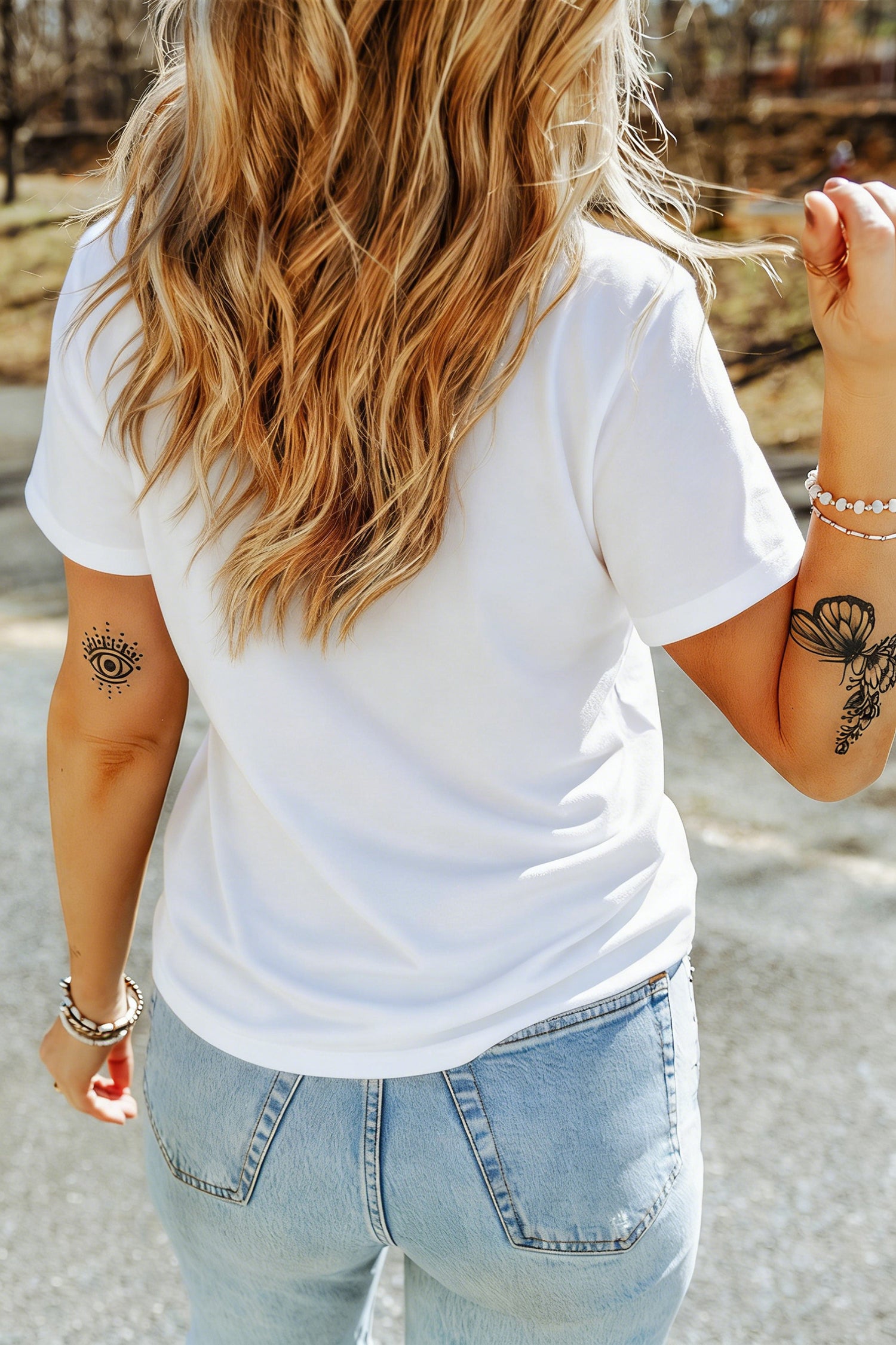 White USA Floral Print EST 1776 Patriotic Graphic Tee